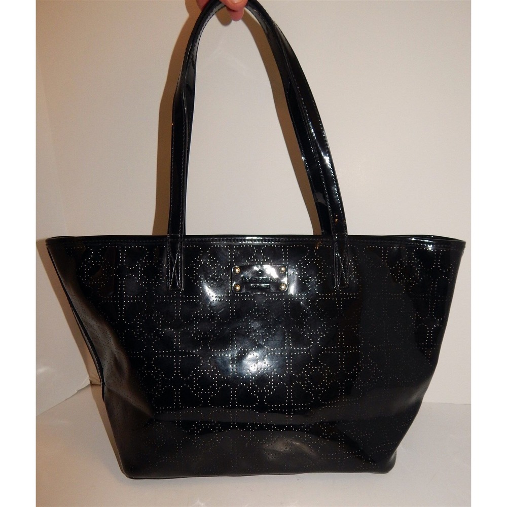 Kate Spade New York‎ Black Patent Perforated Logo Tote Bag